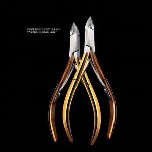 Professional gold-handled cuticle nippers for precision manicure and dead skin removal