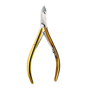 Professional gold stainless steel cuticle nipper for precise manicure and nail care.