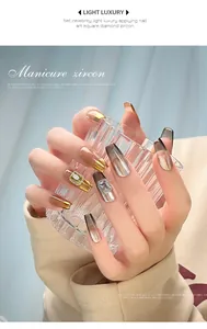 Detailed macro shot of luxury square zircon nail art charms on an elegant manicure