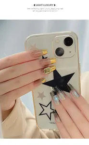 Detailed view of luxury square zircon nail art charms on gradient nails