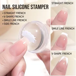 Professional Transparent Silicone Nail Art French Stamp jelly Head Stamper With Scraper For Manicure DIY Printing Nail Tool