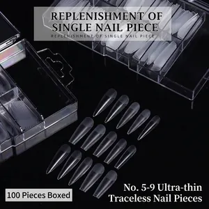 Frosted Ultra Thin Seamless False Nail Tips Professional Long Water Drop Coffin Shape Extension Tips For Women Salon DIY