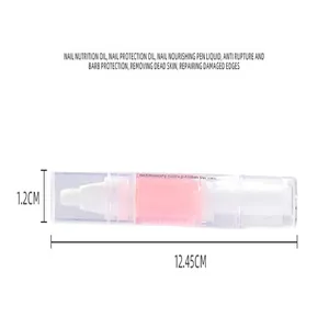 Detailed view of a portable nail nutrition oil pen with dimensions for cuticle repair.