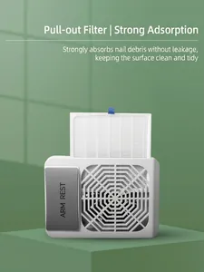 Collecteur de Poussière d'Ongles Professionnel Japonais pour Table de Manucure Grande Aspiration Aspirateur d'Ongles Silencieux Avec Filtre et Repose-bras Blanc