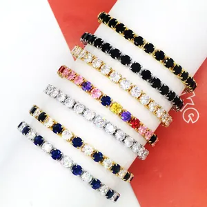Europees Amerikaans Minimalistisch Zirconia Tennis Armband Voor Vrouwen Koper Goud Zilver Verguld Strass Kristal Armband Ins Stijl Sieraden Cadeau