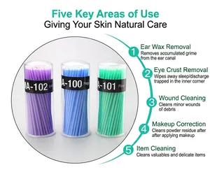 Professional disposable microswabs in various sizes for makeup and eyelash extension cleaning