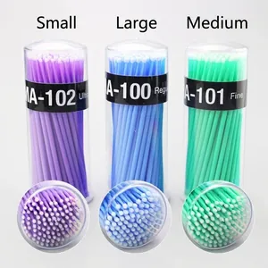 Detail view of disposable micro brushes in three sizes: small, medium, and large.