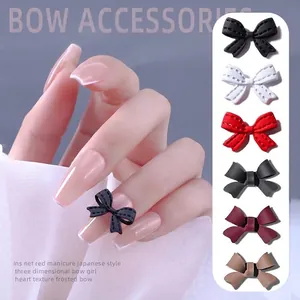 Accesorios para uñas de lazo mate 3D estilo japonés en varios colores con diseños de encaje