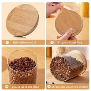 Details of borosilicate glass storage jar with airtight bamboo lid and silicone ring