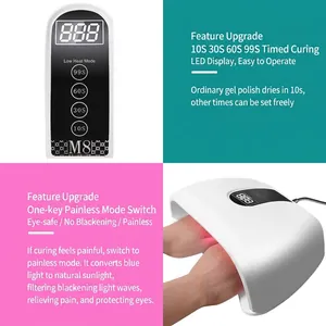 Professional high power LED UV nail lamp with 4 timers and low heat mode for salon fast drying