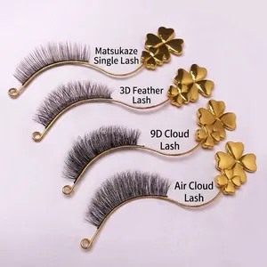 Golden magnetic eyelash display sticks for various grafting lash extension styles