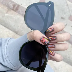 Iridescent aurora glass paper nail art stickers with laser effect decoration for manicure
