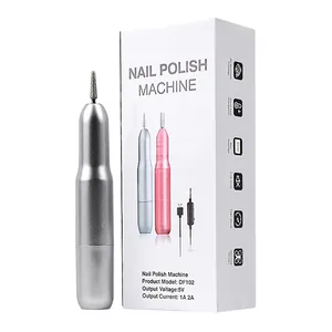 Ponceuse à ongles électrique USB portable avec corps en aluminium et boîte d'emballage.