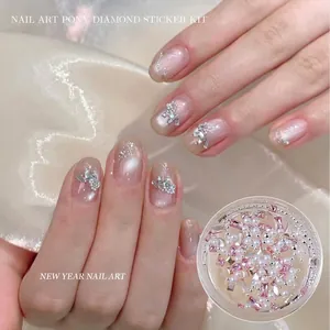 Glinsterende pony nail art set met zirkoon strass steentjes en parels voor manicure
