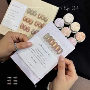 Starlight cat's eye nagelgel lak set met glinsterende glasparel effect monsters