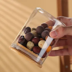 Barattolo quadrato in vetro con coperchio in bambù ermetico per snack e cereali vari