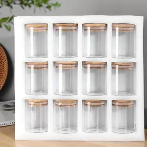 Runde Gewürzgläser Aus Glas Mit Luftdichten Bambusdeckeln Klare Vorratsbehälter Für Die Organisation Der Küchenspeisekammer
