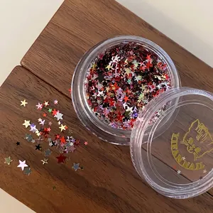 Paillettes Iridescenti per Nail Art a Forma di Stella e Cuore Glitter Colori Misti Decorazioni per Unghie Fai da Te