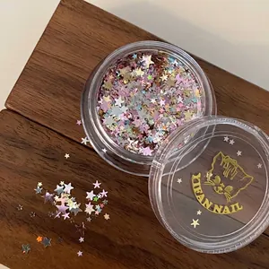 Mix di paillettes a stella olografiche per decorazione unghie DIY in barattolo