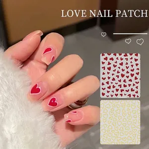 Summer Heart Hollow Nail Art Stickers Sweet Girl Red Black White Gold Silver Nail Decals For Women DIY Manicure Decoration