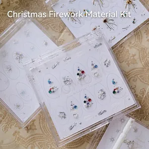 Christmas 3D Embossed Nail Art Stickers Rhinestone Artificial Pearl Snowflake Fireworks Design DIY Manicure Decoration Stickers