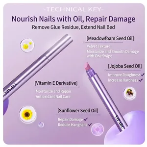 Lápiz de aceite nutritivo para reparar uñas dañadas con aceites vegetales 3 en 1