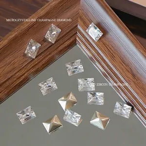 Sprankelende rechthoekige witte zirkoon kristallen voor nail art en sieraden