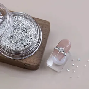 Sprankelende K9 nail art strass set met ronde zirkoon en stalen kralen voor DIY manicure
