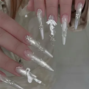 Decoraciones profesionales de uñas con lazo de resina blanco perla para manicura 3D y uñas postizas