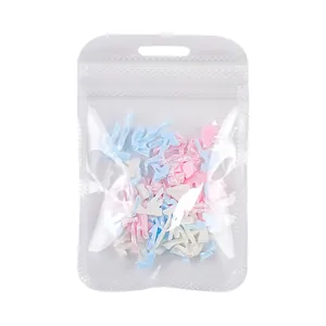 Decoraciones de uñas de lazo de resina perlada en colores mixtos y bolsa transparente