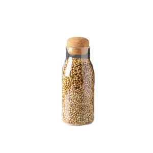 Bocal de rangement en verre avec bouchon en liège naturel pour épices de cuisine