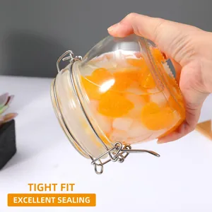 Detail showing excellent sealing of stainless steel buckle glass jar with airtight lid