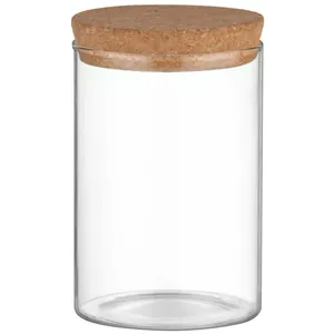 Transparentes Vorratsglas aus Borosilikatglas mit Naturkorkdeckel für die Küche