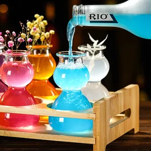 Juego de vasos de chupito creativos con forma de calabaza y soporte de madera para cócteles