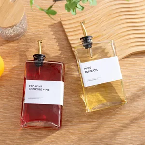 Set van 500ml glazen oliedispenserflessen met gouden roestvrijstalen automatische schenktuit
