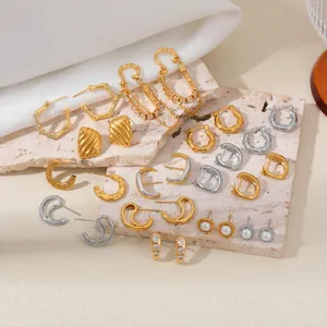 Europese Ins Stijl 18K Vergulde Koperen Creolen Voor Dames Luxe Geometrische Twist Bamboe Oorbellen Mode Sieraden
