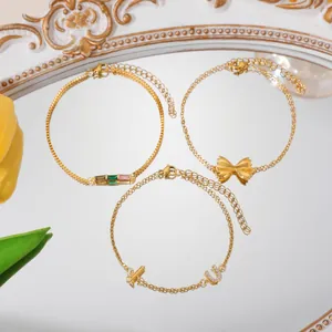 Pulsera de Tornillo en Forma de U de Zirconia Chapada en Oro para Mujer Pulsera de Lazo Piedra de Nacimiento Joyería Minimalista