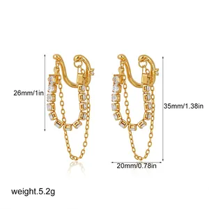 Afmetingsdetails van de 18K vergulde ketting oorboeien met zirkonia stenen