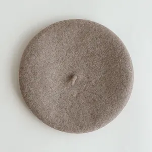 Classic vintage brown wool beret for women, elegant autumn and winter accessory