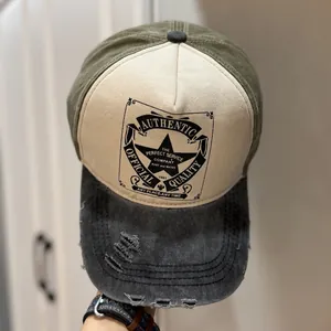 Casquette trucker vintage avec étoile brodée et détails de texte authentiques