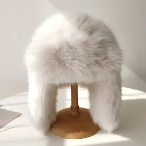 Gorro Ushanka de Piel de Visón Sintético para Mujer Hombre Invierno Al Aire Libre Montaña Cálido A Prueba de Viento con Orejeras