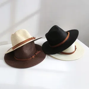 Chapeaux de paille Panama classiques tissés avec bande à boucle en plusieurs couleurs