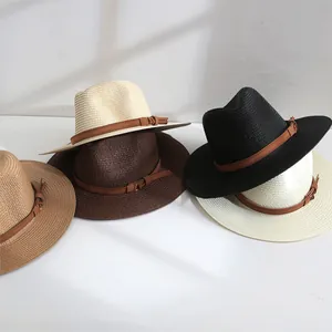 Chapeaux Fedora classiques en paille Panama en plusieurs coloris avec rubans en cuir