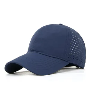 Hochwertige dunkelblaue schnelltrocknende Baseballkappe mit Laser-Cut-Belüftungslöchern