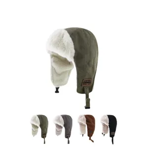 Warm winter trapper hat with soft faux fur lining and ear flaps available in multiple colors
