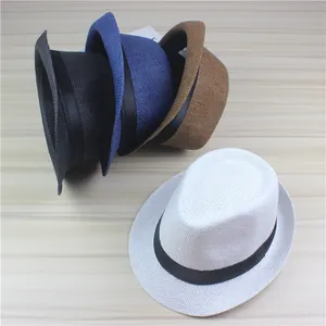 Detailed view of stylish straw fedora hats in multiple colors for beach and travel