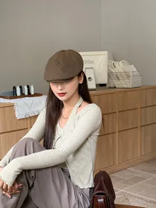 Berretto newsboy retrò marrone da donna con elegante design britannico