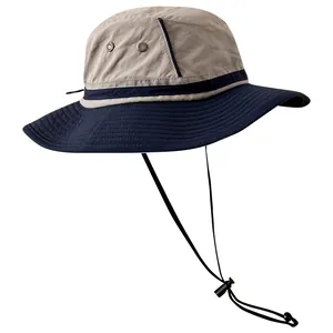 Lightweight breathable wide brim sun hat with adjustable chin strap for outdoors