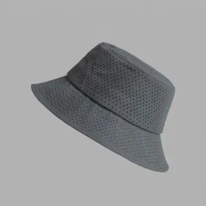 Detail macro view of a grey breathable full mesh sun hat for outdoor summer activities