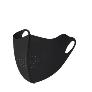 Black 3D breathable face mask with UV protection and ice silk cooling fabric for summer